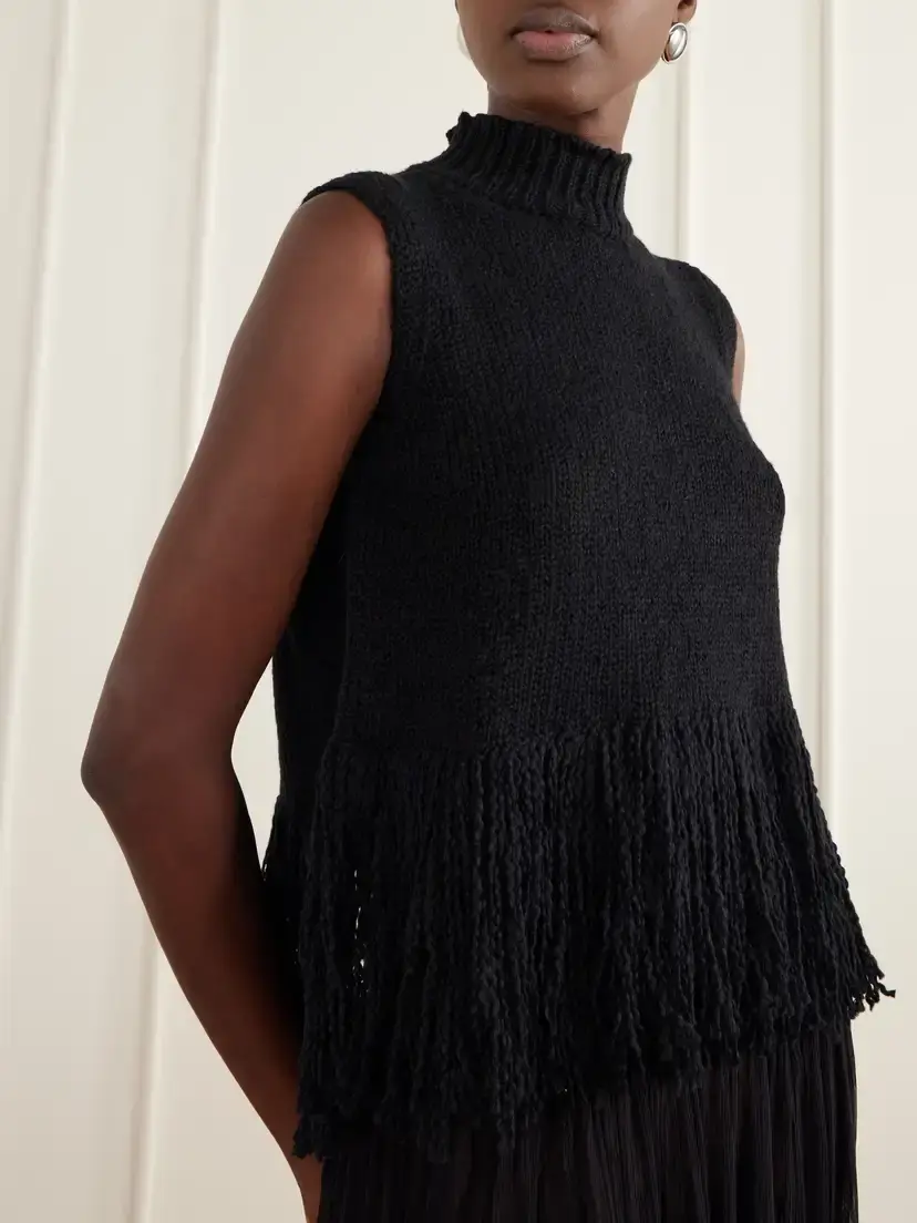 ALIX OF BOHEMIA Sonia Onyx Fringed Turtleneck Cotton Sweater | Thumbnail 4 ALIX OF BOHEMIA Sonia Onyx Fringed Turtleneck Cotton Sweater | Thumbnail 4