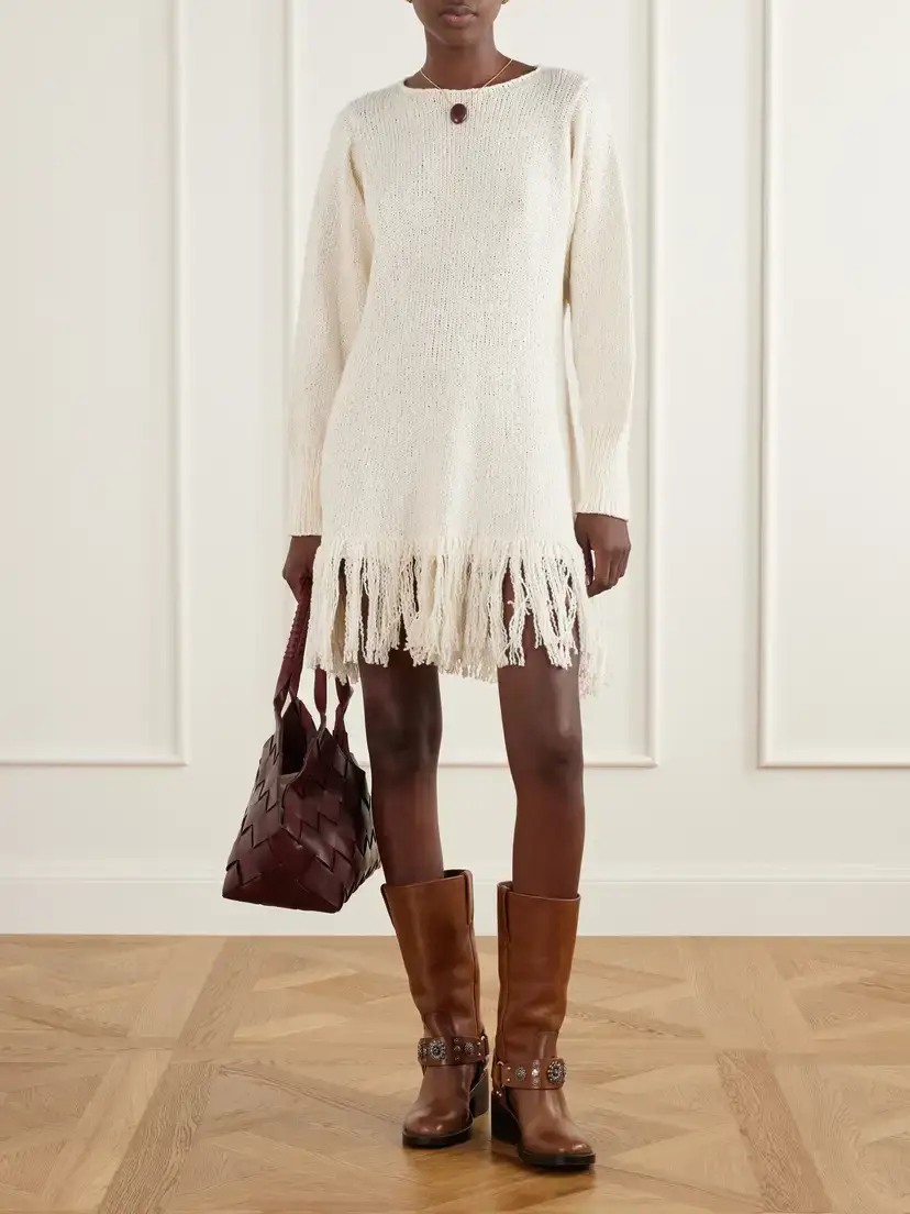 ALIX OF BOHEMIA Renny Fringe-detailed Knitted Cotton Mini Dress | Thumbnail 2 ALIX OF BOHEMIA Renny Fringe-detailed Knitted Cotton Mini Dress | Thumbnail 2