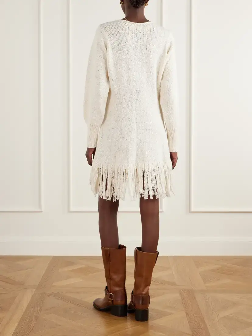ALIX OF BOHEMIA Renny Fringe-detailed Knitted Cotton Mini Dress | Thumbnail 3 ALIX OF BOHEMIA Renny Fringe-detailed Knitted Cotton Mini Dress | Thumbnail 3