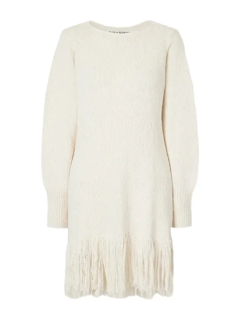 Renny Fringe-detailed Knitted Cotton Mini Dress Renny Fringe-detailed Knitted Cotton Mini Dress