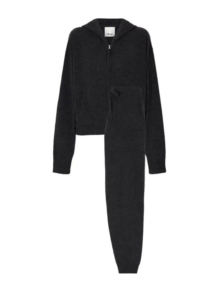 Wool And Cashmere-blend Hooded Zip-up Cardigan And Tapered Pants Set