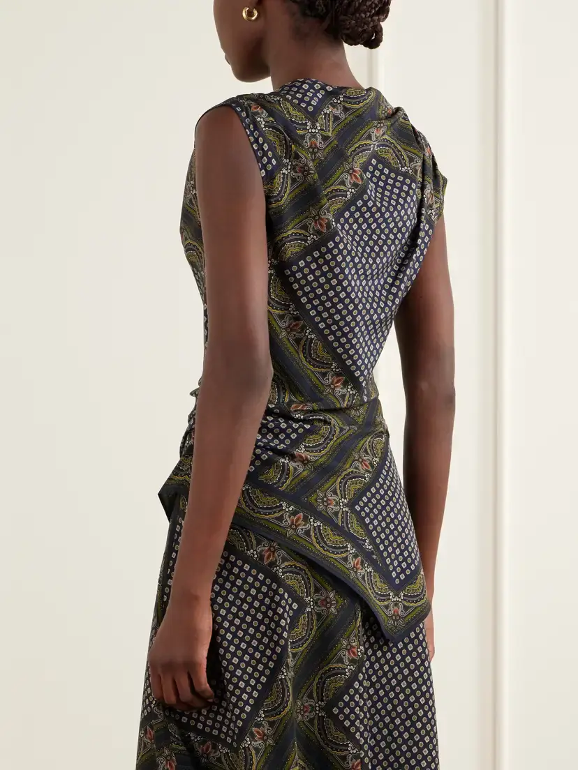 Veronica Beard Yvonne Asymmetric Printed Silk-blend Satin Top | Thumbnail 3 Veronica Beard Yvonne Asymmetric Printed Silk-blend Satin Top | Thumbnail 3