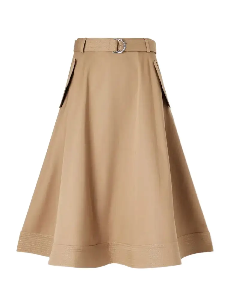 TWP Pure Intentions Belted Cotton-drill Midi Skirt