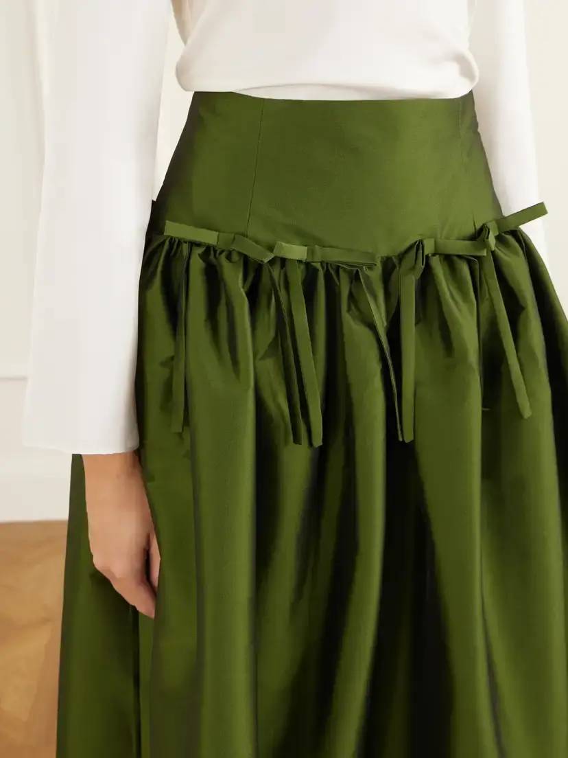BERNADETTE Oscar Bow-detailed Gathered Taffeta Midi Skirt | Thumbnail 4 BERNADETTE Oscar Bow-detailed Gathered Taffeta Midi Skirt | Thumbnail 4