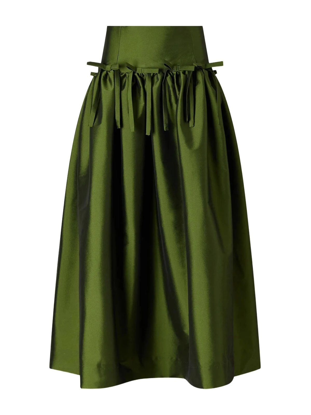 BERNADETTE Oscar Bow-detailed Gathered Taffeta Midi Skirt