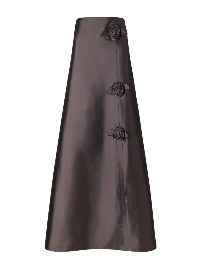 BERNADETTE Rosier Strapless Floral-appliquéd Taffeta Midi Dress