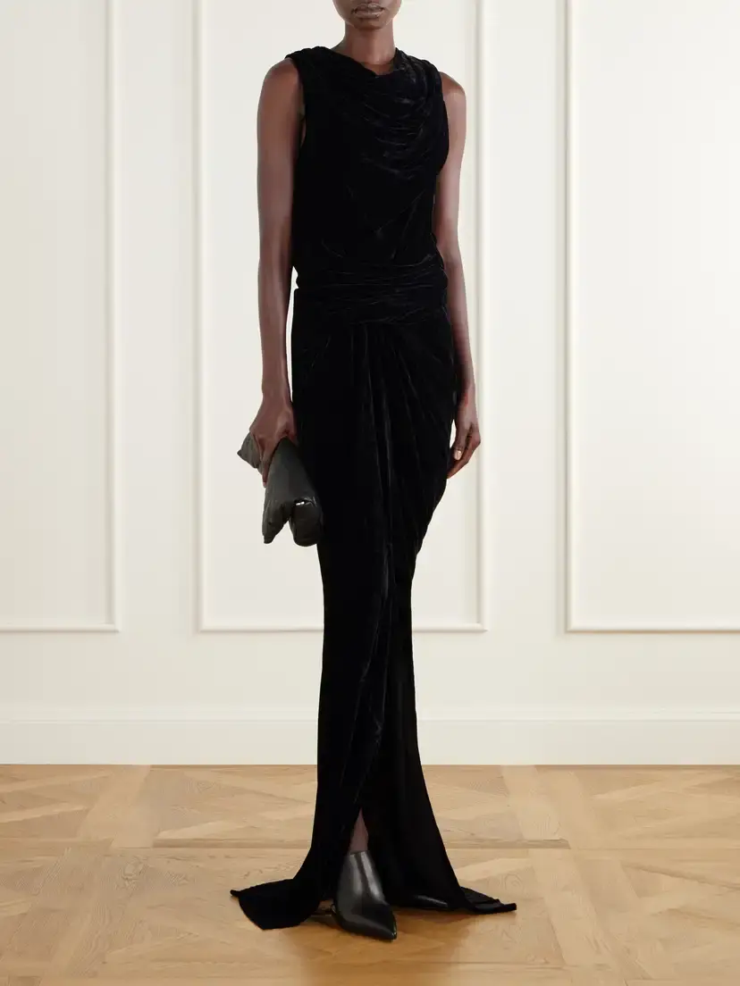 Rick Owens Strutter Draped Velvet Gown | Thumbnail 2 Rick Owens Strutter Draped Velvet Gown | Thumbnail 2