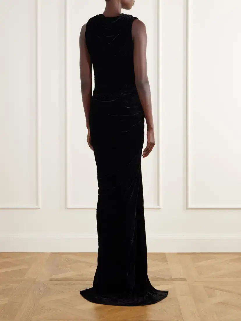 Rick Owens Strutter Draped Velvet Gown | Thumbnail 3 Rick Owens Strutter Draped Velvet Gown | Thumbnail 3