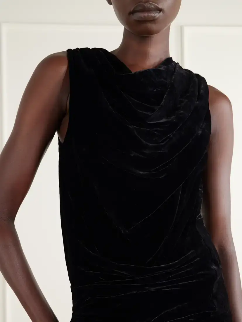 Rick Owens Strutter Draped Velvet Gown | Thumbnail 4 Rick Owens Strutter Draped Velvet Gown | Thumbnail 4
