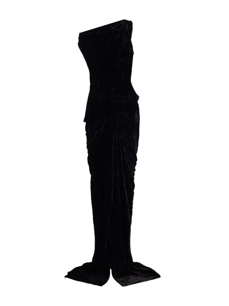 Rick Owens Strutter Draped Velvet Gown