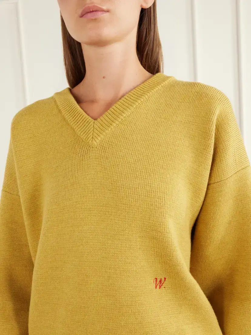 Willy Chavarria Chavarria Logo-embroidered Rib-trimmed Wool Sweater | Thumbnail 4