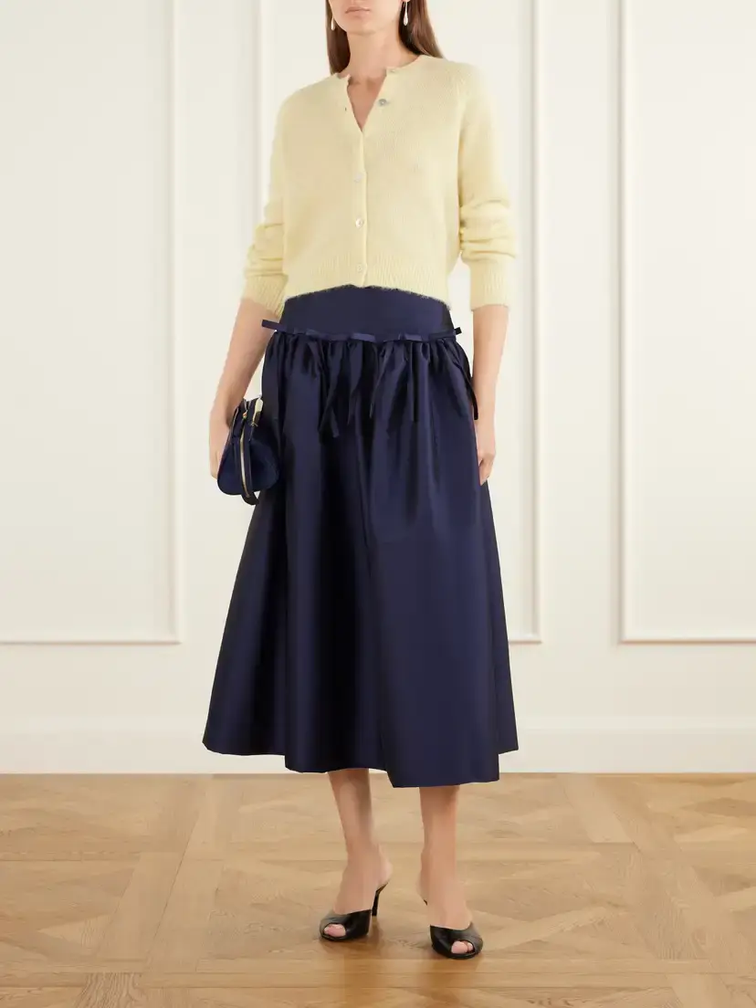 BERNADETTE Oscar Bow-detailed Gathered Taffeta Midi Skirt | Thumbnail 2 BERNADETTE Oscar Bow-detailed Gathered Taffeta Midi Skirt | Thumbnail 2
