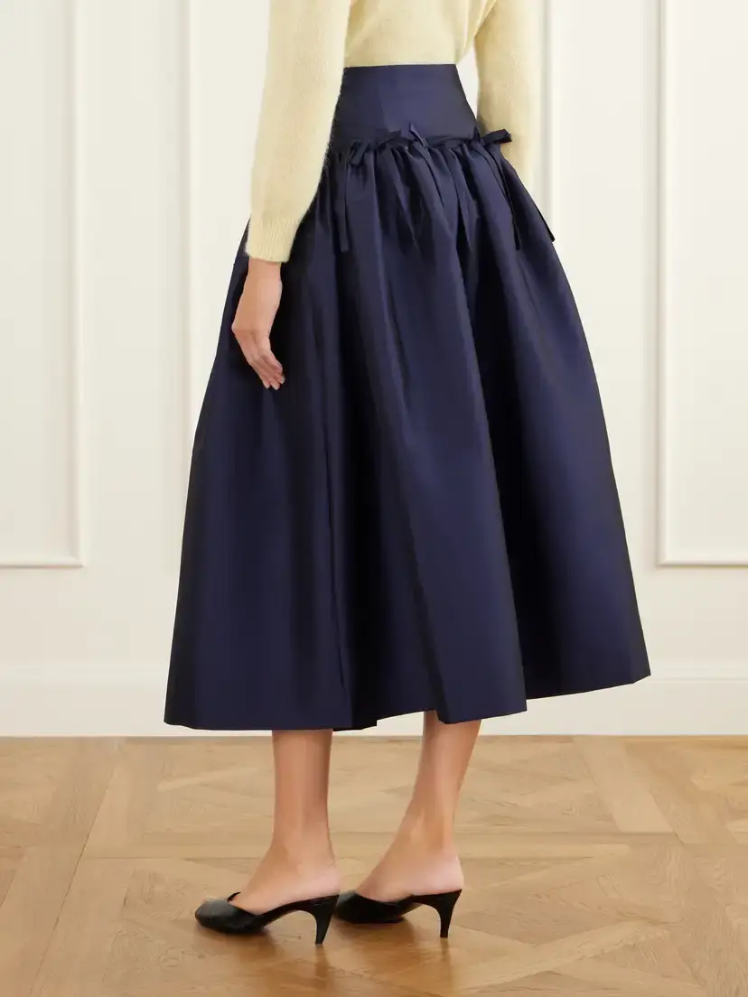 BERNADETTE Oscar Bow-detailed Gathered Taffeta Midi Skirt | Thumbnail 3 BERNADETTE Oscar Bow-detailed Gathered Taffeta Midi Skirt | Thumbnail 3