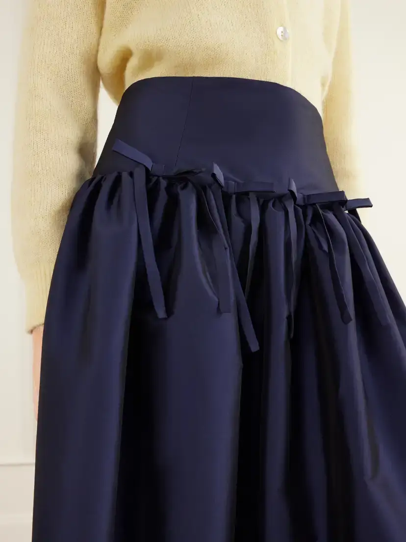 BERNADETTE Oscar Bow-detailed Gathered Taffeta Midi Skirt | Thumbnail 4 BERNADETTE Oscar Bow-detailed Gathered Taffeta Midi Skirt | Thumbnail 4
