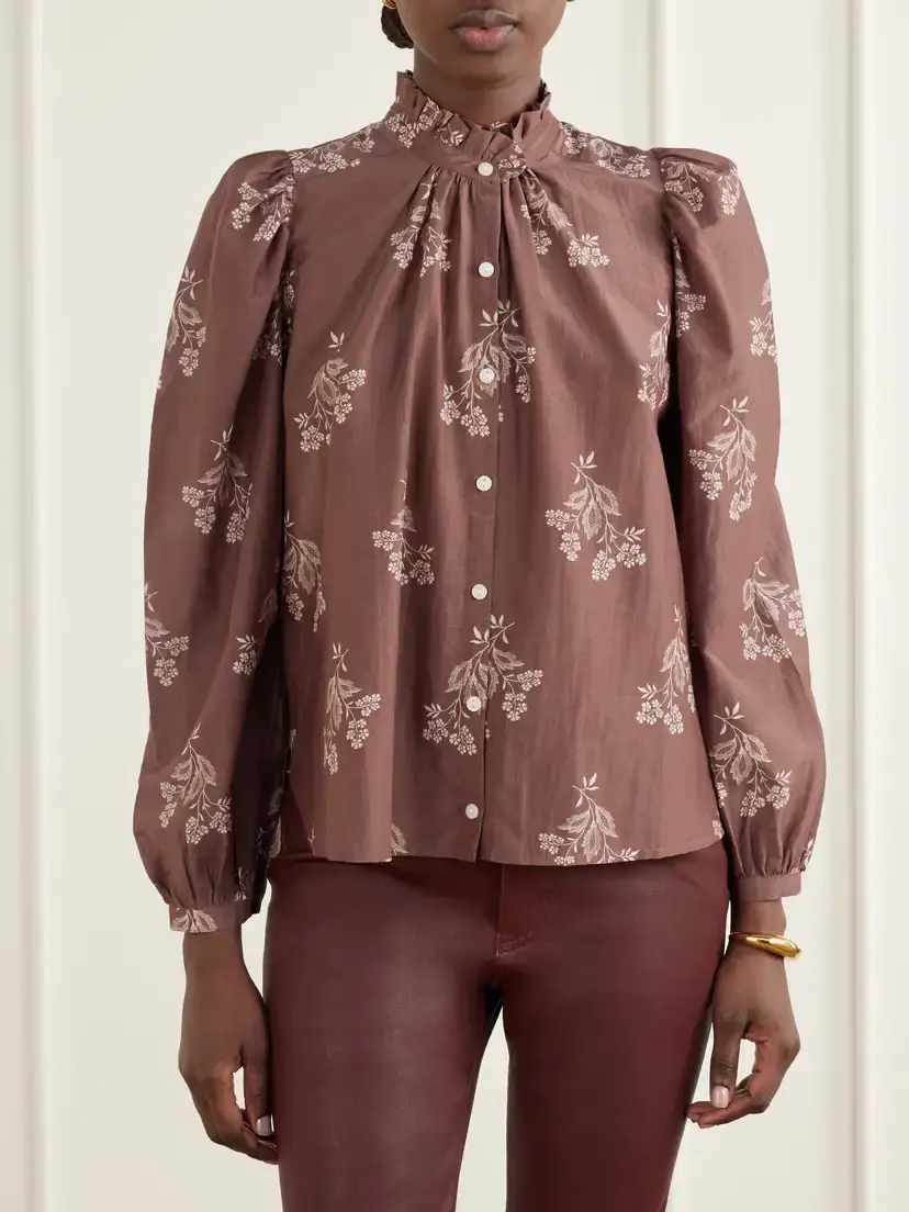 ALIX OF BOHEMIA Annabel Printed Cotton And Silk-blend Satin Blouse | Thumbnail 3 ALIX OF BOHEMIA Annabel Printed Cotton And Silk-blend Satin Blouse | Thumbnail 3