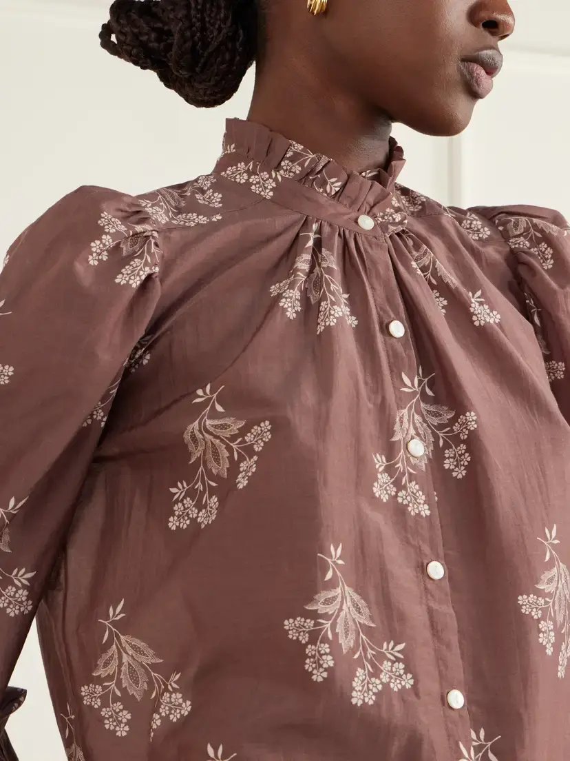 ALIX OF BOHEMIA Annabel Printed Cotton And Silk-blend Satin Blouse | Thumbnail 5 ALIX OF BOHEMIA Annabel Printed Cotton And Silk-blend Satin Blouse | Thumbnail 5