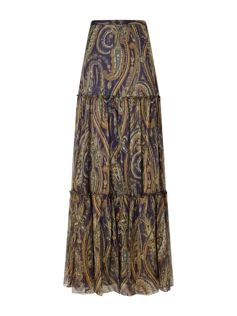 Etro Tiered Paisley-print Silk-blend Chiffon Maxi Skirt