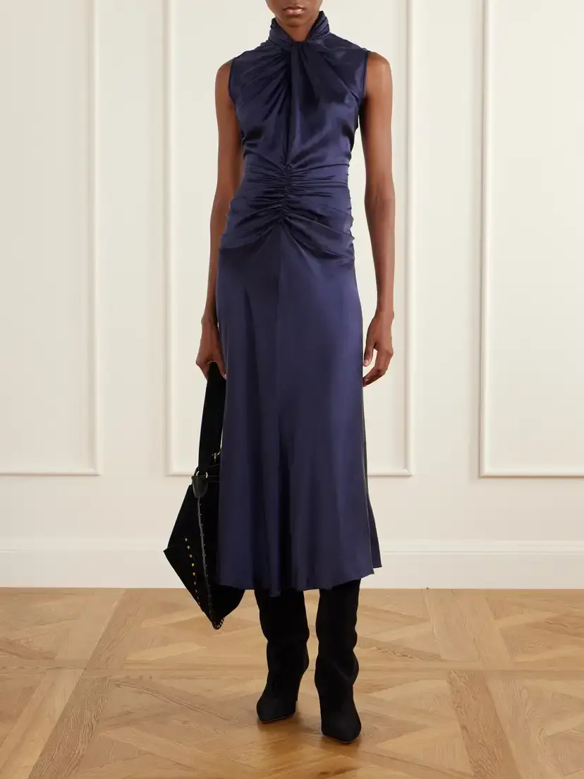 Isabel Marant Delfi Gathered Twist-front Silk Midi Dress | Thumbnail 2