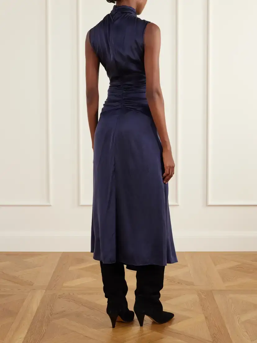 Isabel Marant Delfi Gathered Twist-front Silk Midi Dress | Thumbnail 3