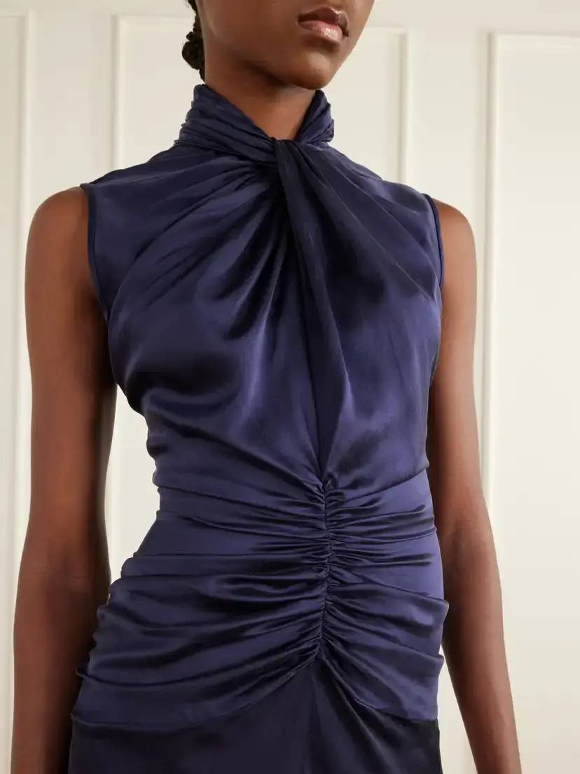 Isabel Marant Delfi Gathered Twist-front Silk Midi Dress | Thumbnail 4