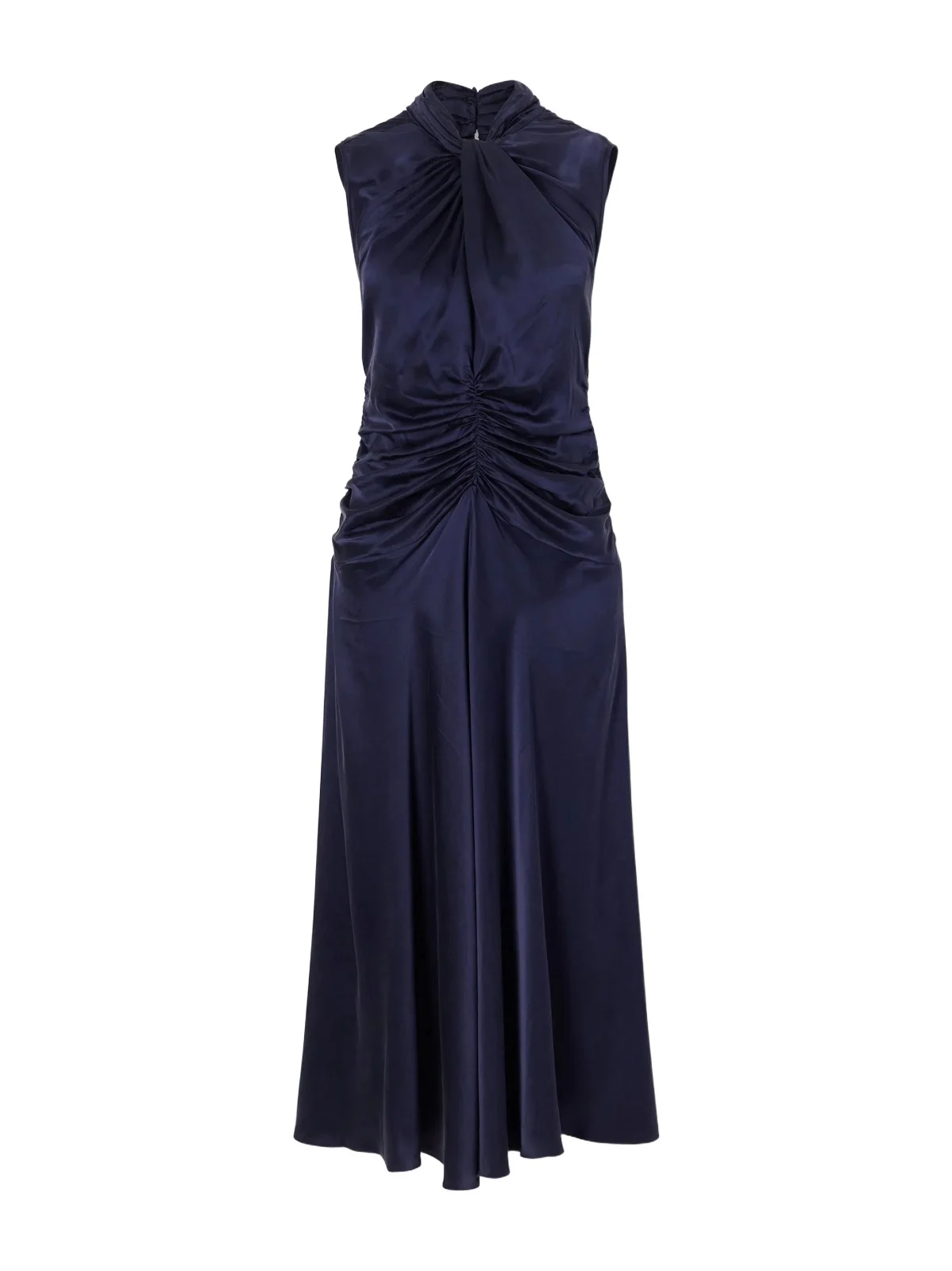 Delfi Gathered Twist-front Silk-satin Midi Dress