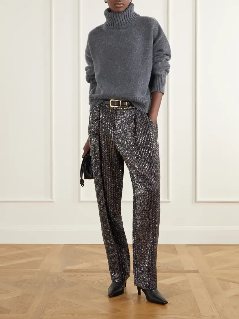 Missoni Pleated Sequined Metallic Crochet-knit Straight-leg Pants | Thumbnail 2
