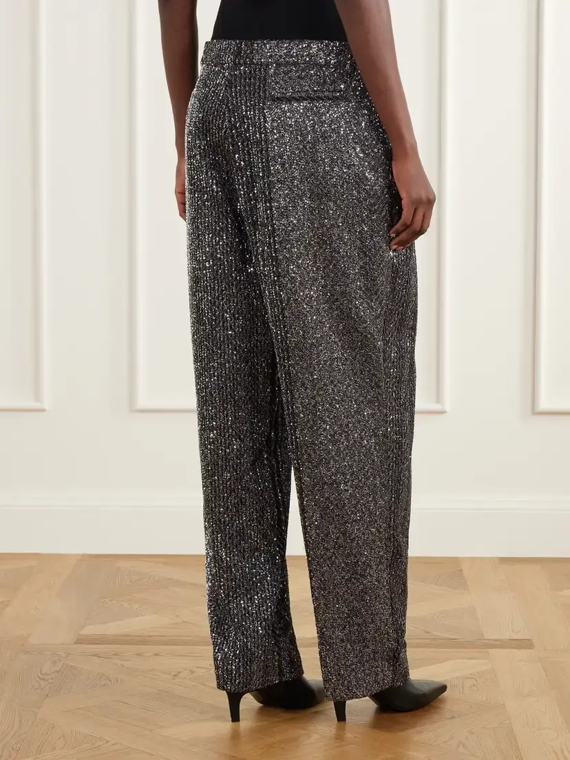 Missoni Pleated Sequined Metallic Crochet-knit Straight-leg Pants | Thumbnail 4
