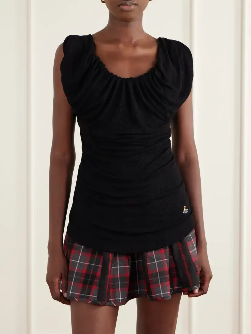 Vivienne Westwood Ginnie Gathered Ribbed Jersey Blouse | Thumbnail 3 Vivienne Westwood Ginnie Gathered Ribbed Jersey Blouse | Thumbnail 3