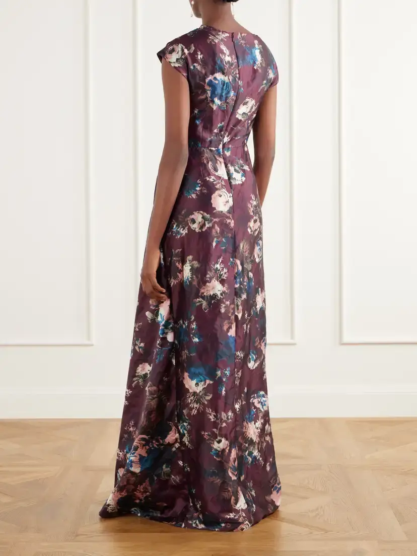 Erdem Floral-print Draped Crinkled Satin Gown | Thumbnail 3 Erdem Floral-print Draped Crinkled Satin Gown | Thumbnail 3