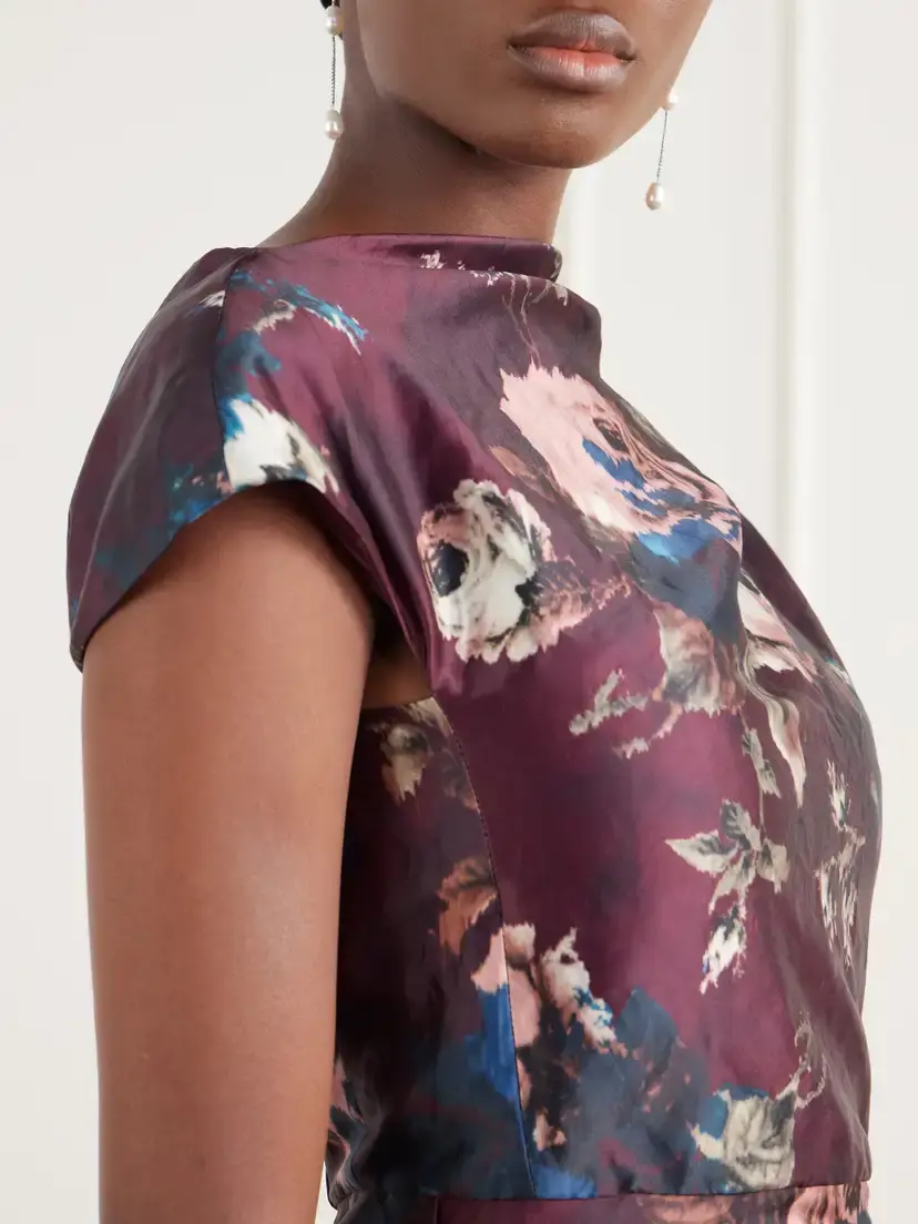 Erdem Floral-print Draped Crinkled Satin Gown | Thumbnail 5 Erdem Floral-print Draped Crinkled Satin Gown | Thumbnail 5