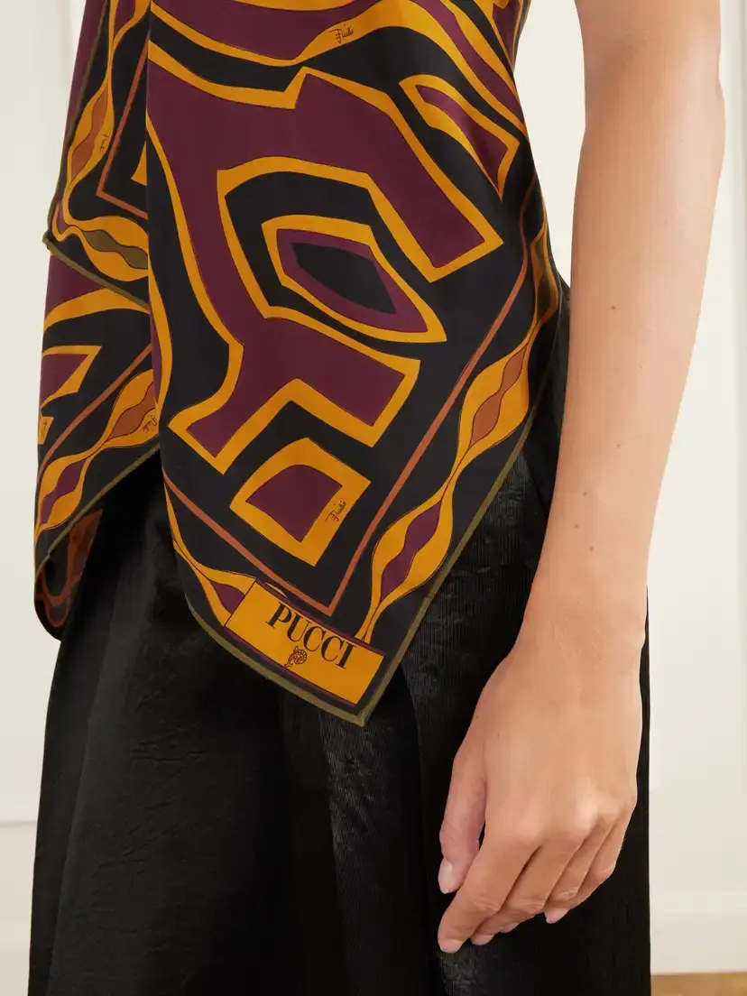 PUCCI Chain-embellished Draped Printed Silk-twill Halterneck Top | Thumbnail 4 PUCCI Chain-embellished Draped Printed Silk-twill Halterneck Top | Thumbnail 4