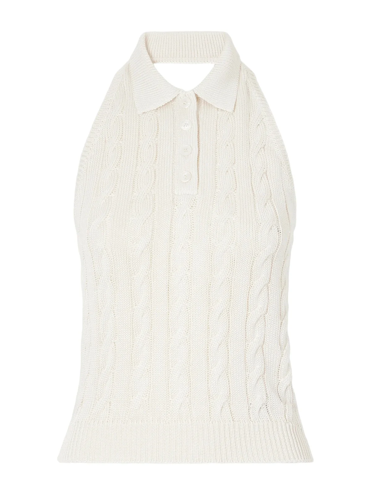 Cable-knit Silk-blend Halterneck Sweater Vest