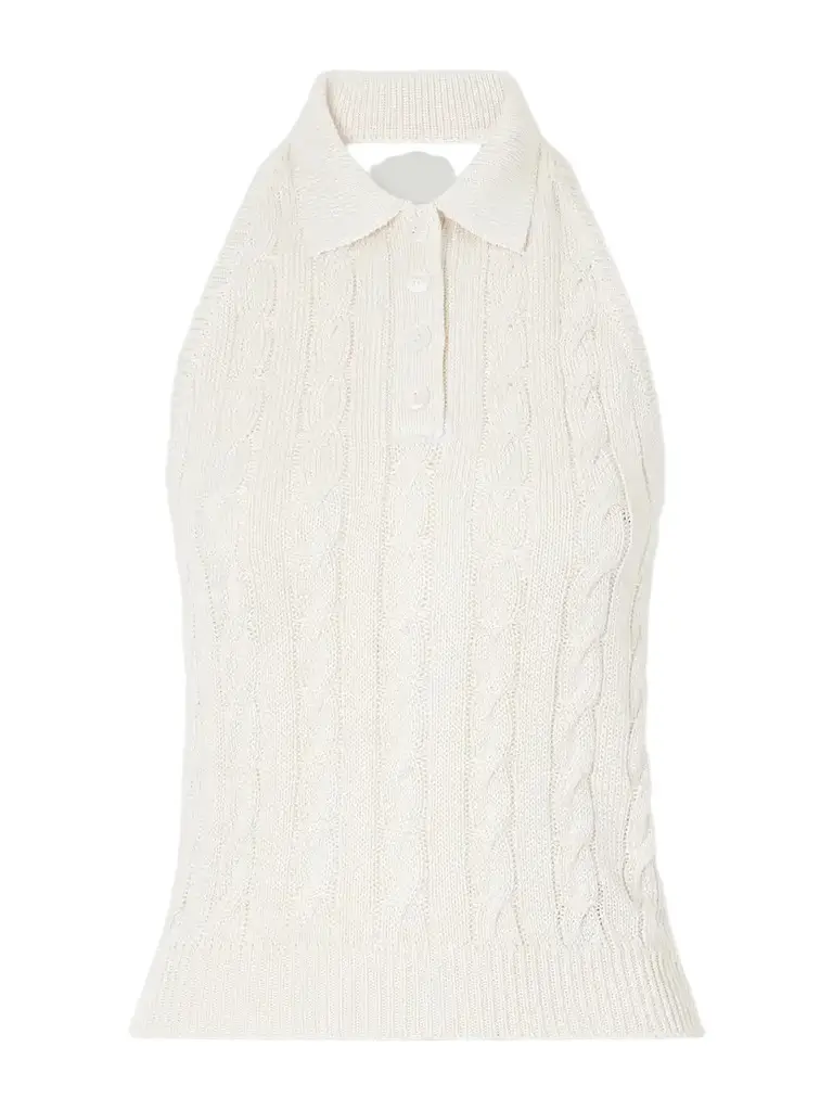 Ralph Lauren Collection Cable-knit Silk-blend Halterneck Polo Vest