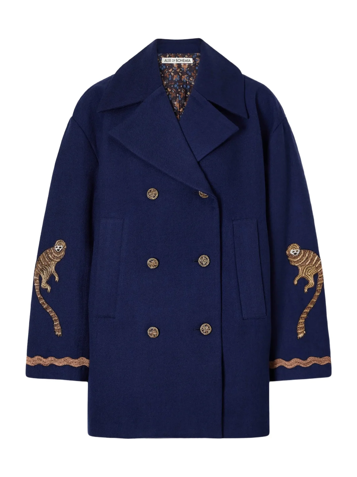 ALIX OF BOHEMIA Rivoli Bead-embellished Embroidered Double-breasted Wool-twill Coat