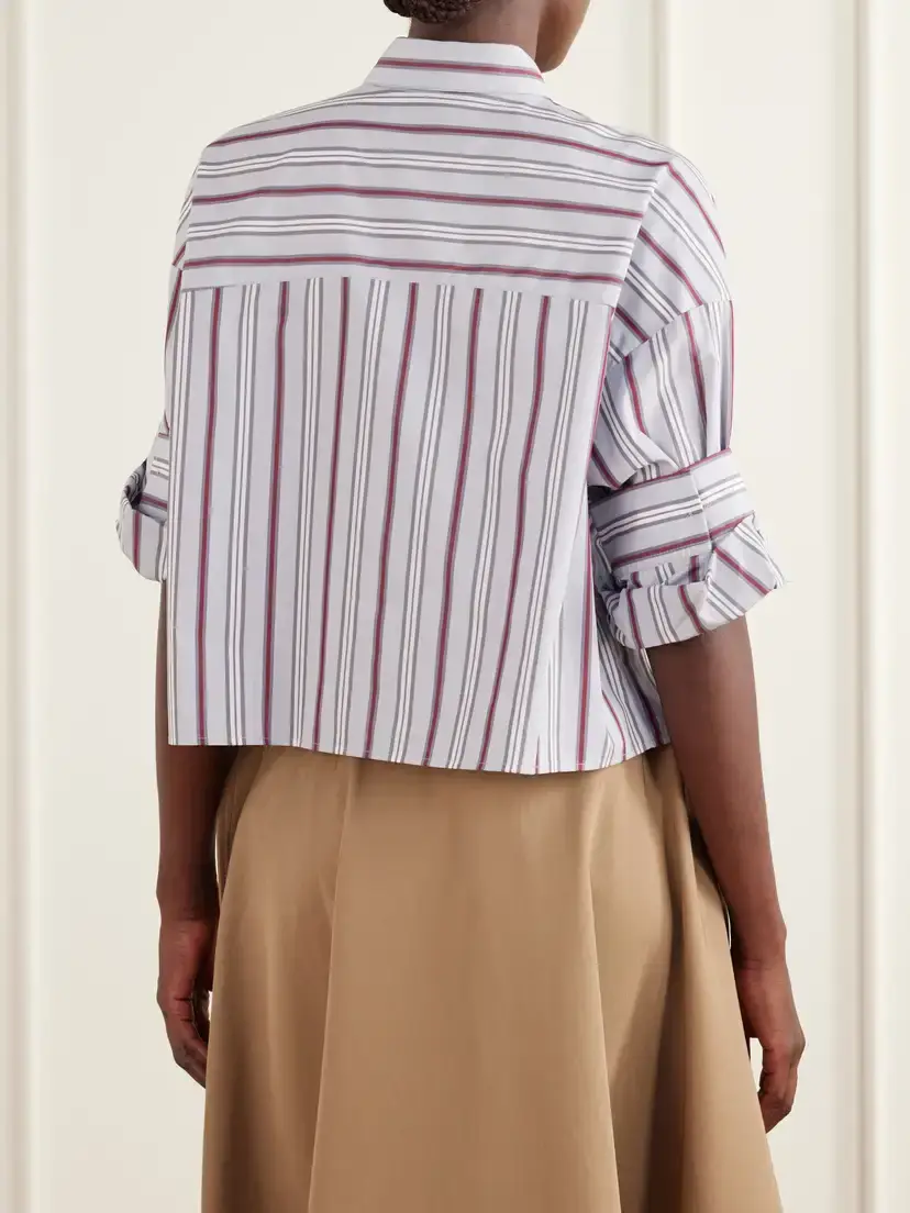 TWP Next Ex Cropped Striped Cotton-poplin Shirt | Thumbnail 4 TWP Next Ex Cropped Striped Cotton-poplin Shirt | Thumbnail 4