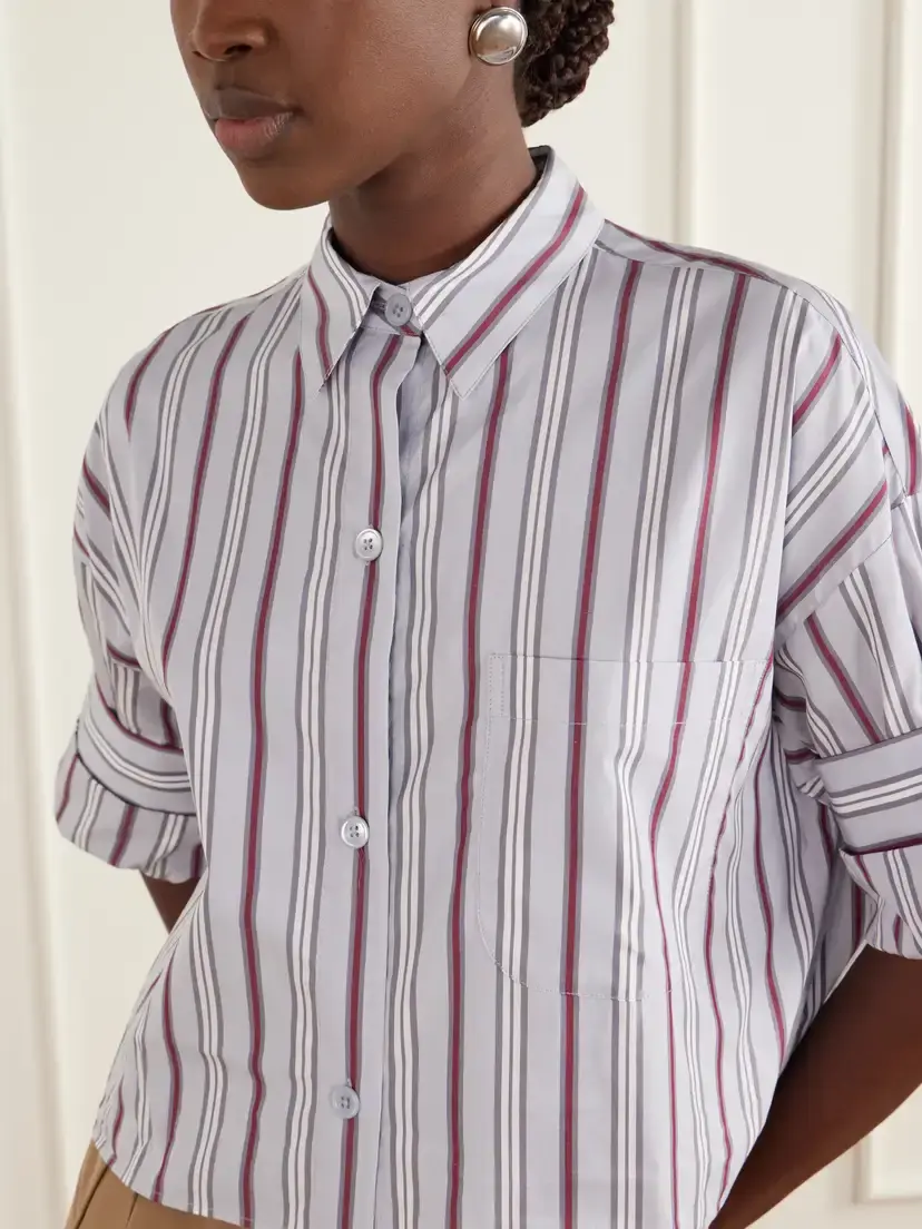 TWP Next Ex Cropped Striped Cotton-poplin Shirt | Thumbnail 5 TWP Next Ex Cropped Striped Cotton-poplin Shirt | Thumbnail 5
