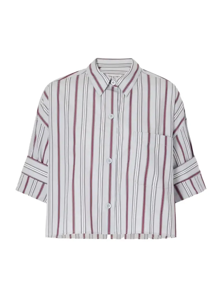 TWP Next Ex Cropped Striped Cotton-poplin Shirt