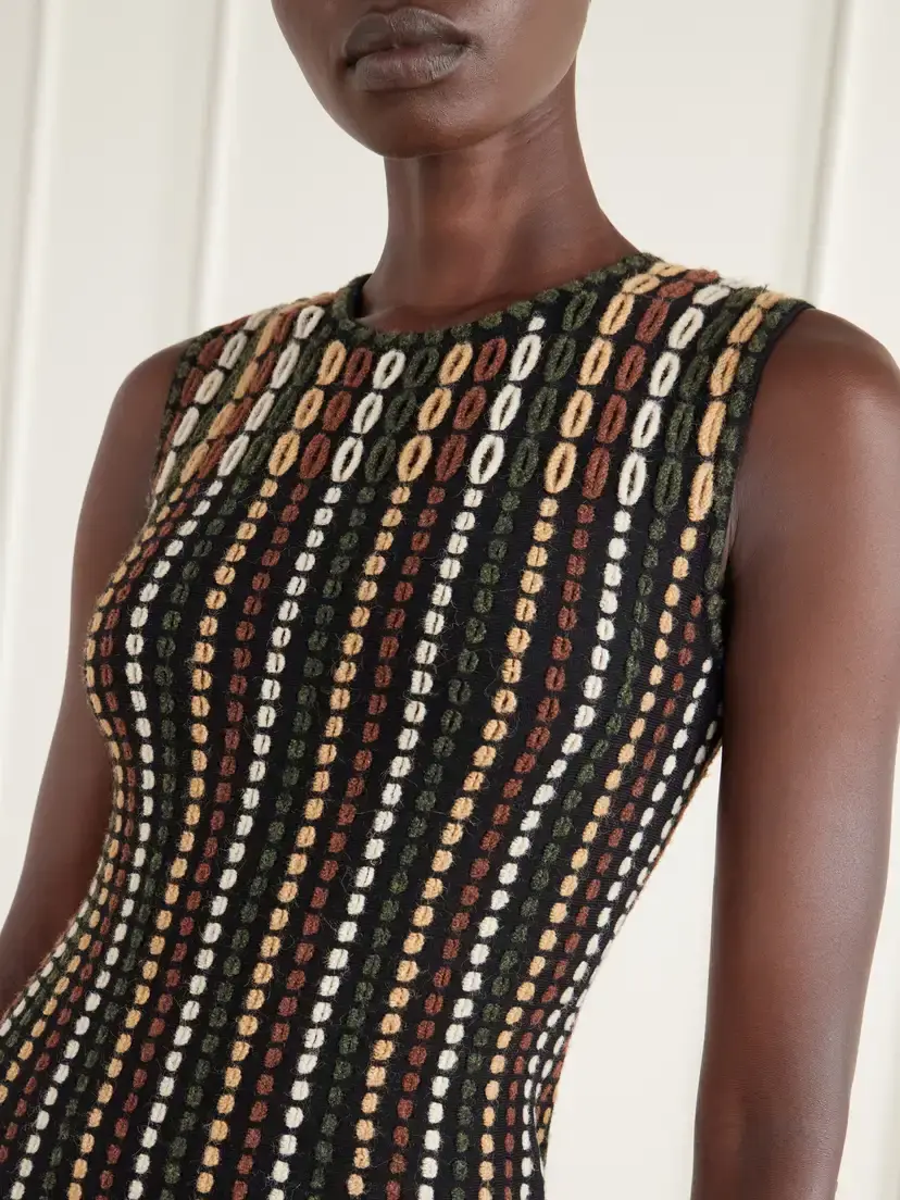 Ulla Johnson Amina Fringe-trimmed Stripe-inlain Wool-blend Midi Dress | Thumbnail 4 Ulla Johnson Amina Fringe-trimmed Stripe-inlain Wool-blend Midi Dress | Thumbnail 4