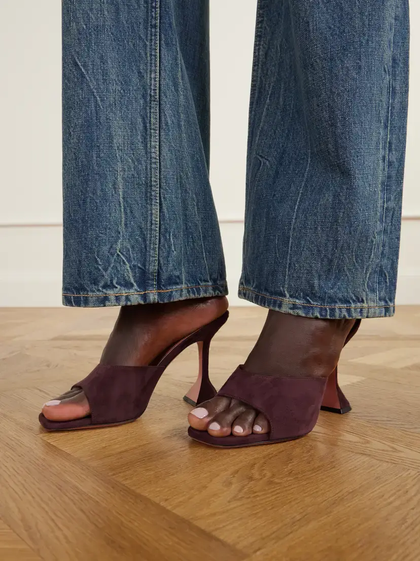 Amina Muaddi Lupita 95 Suede Sandals | Thumbnail 2