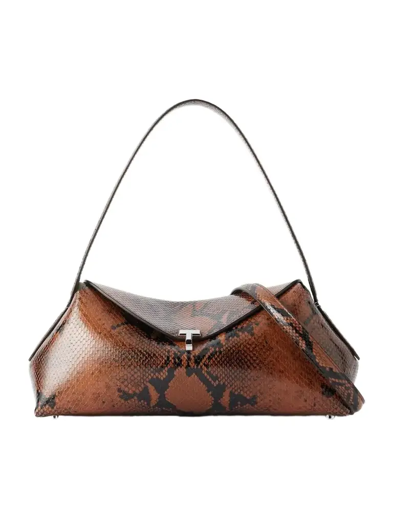 TOTEME T-lock Snake-effect Leather Shoulder Bag