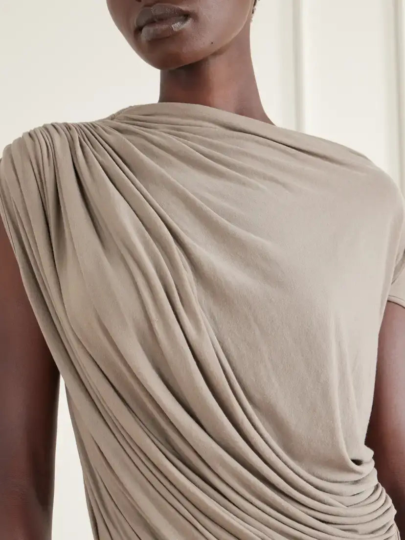Rick Owens Ares Asymmetric Draped Gathered Stretch-jersey Mini Dress | Thumbnail 5 Rick Owens Ares Asymmetric Draped Gathered Stretch-jersey Mini Dress | Thumbnail 5