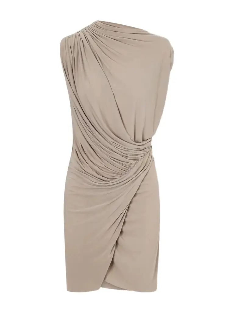 Ares Asymmetric Draped Gathered Stretch-jersey Mini Dress Ares Asymmetric Draped Gathered Stretch-jersey Mini Dress