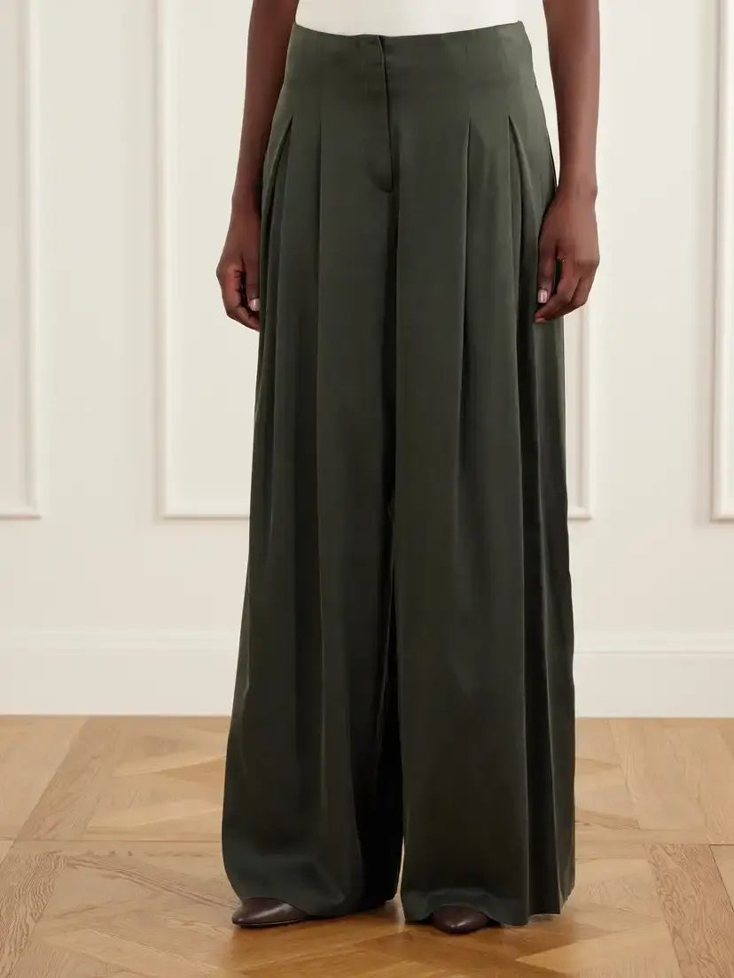 TWP Drew Pleated Silk-blend Charmeuse Mid-rise Wide-leg Pants | Thumbnail 3