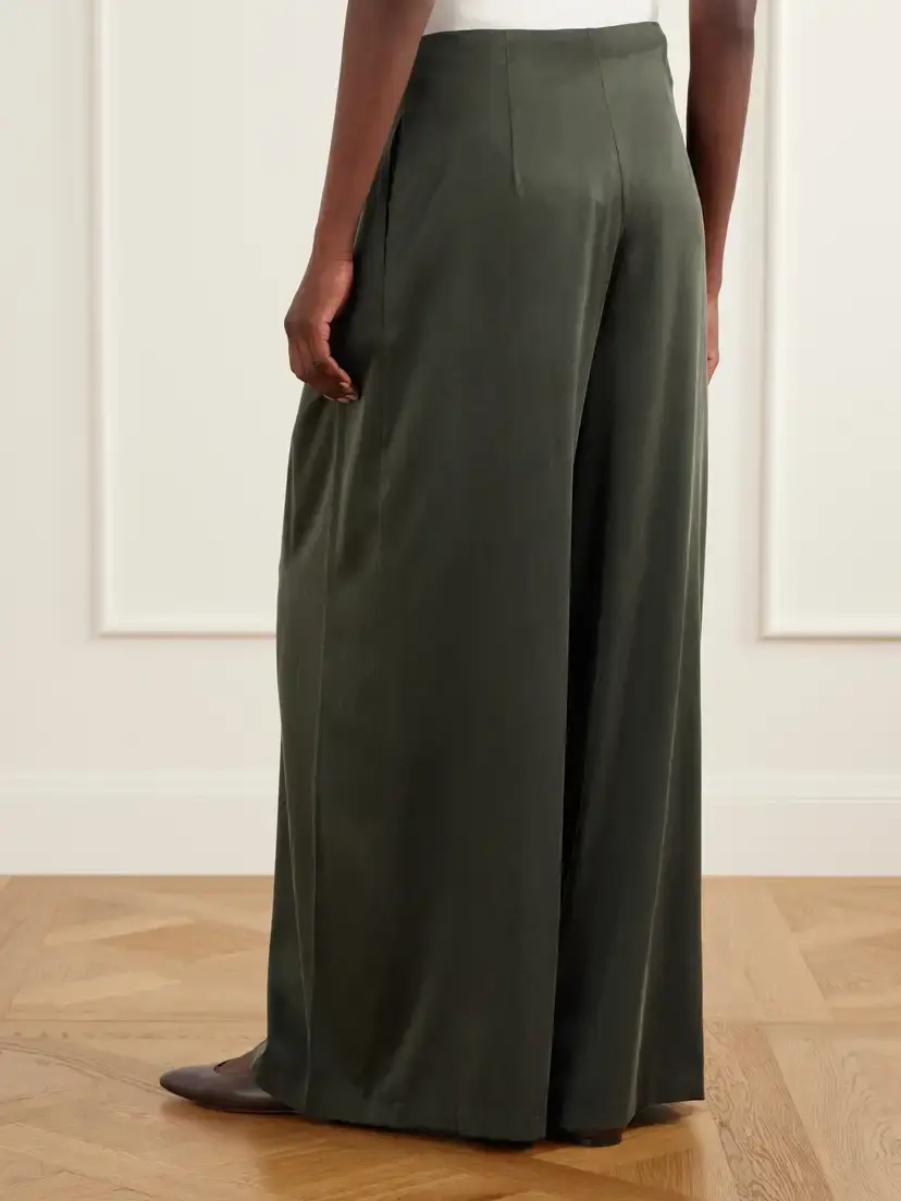 TWP Drew Pleated Silk-blend Charmeuse Mid-rise Wide-leg Pants | Thumbnail 4