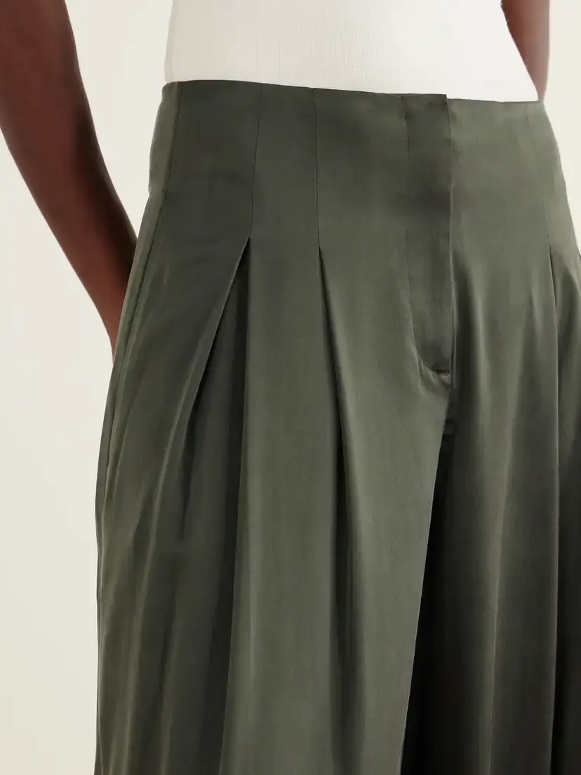 TWP Drew Pleated Silk-blend Charmeuse Mid-rise Wide-leg Pants | Thumbnail 5