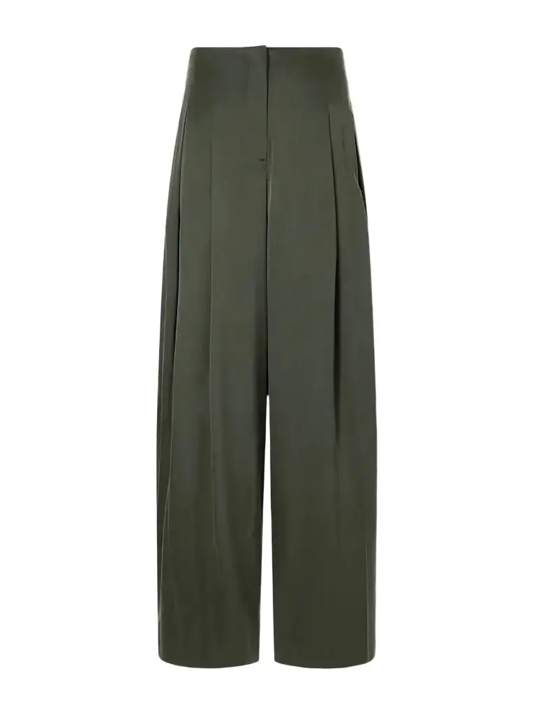 TWP Drew Pleated Silk-blend Charmeuse Mid-rise Wide-leg Pants