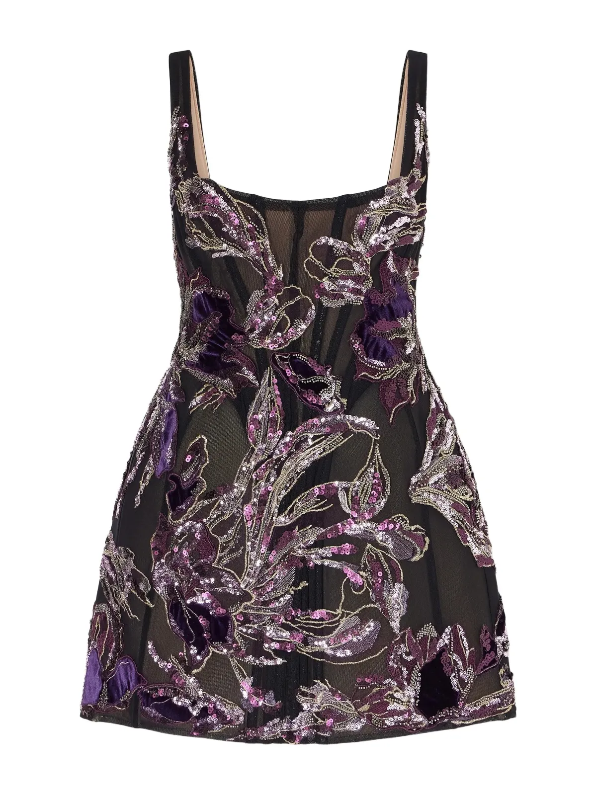 Elitta Embellished Velvet-trimmed Tulle Mini Dress Elitta Embellished Velvet-trimmed Tulle Mini Dress