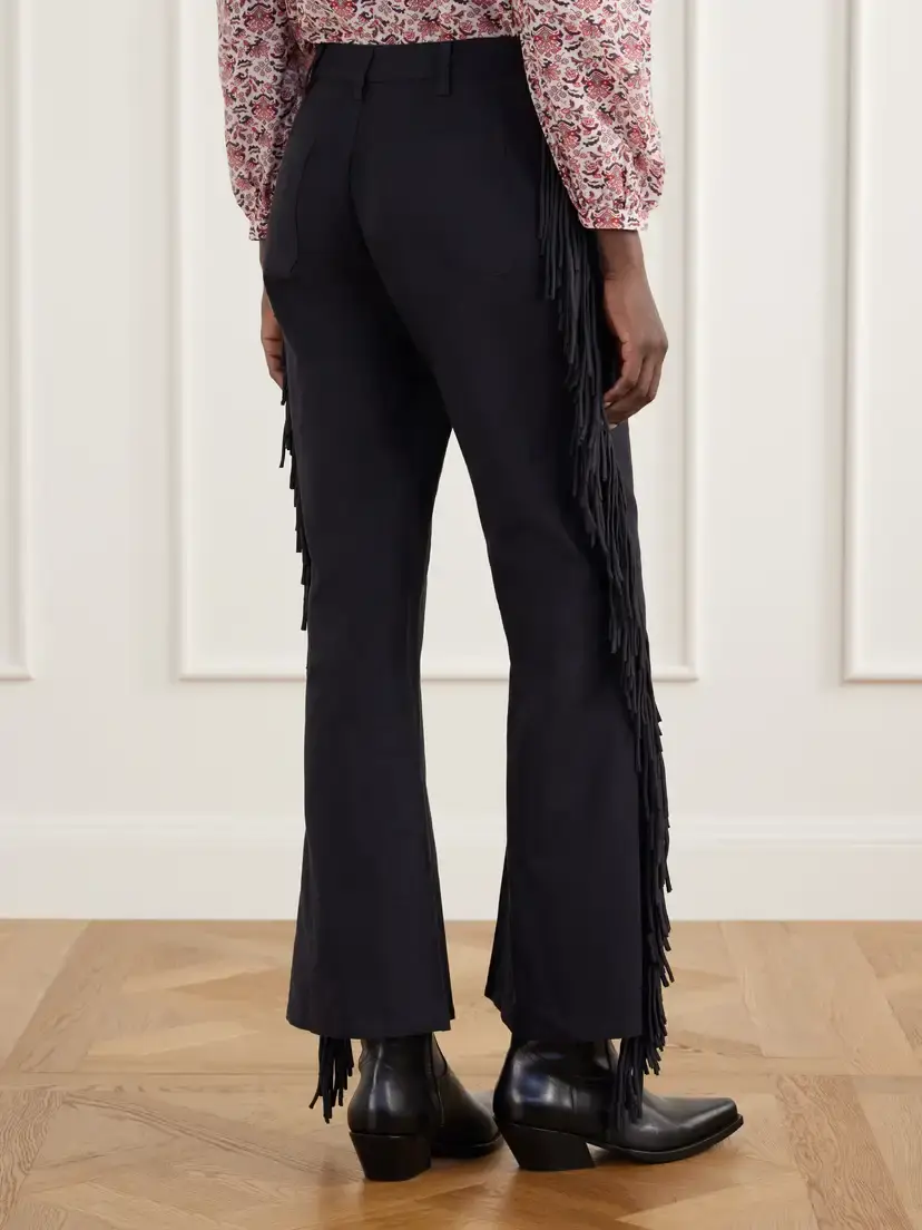 ALIX OF BOHEMIA Bunny Onyx Fringed Cotton-gabardine Straight-leg Pants | Thumbnail 4 ALIX OF BOHEMIA Bunny Onyx Fringed Cotton-gabardine Straight-leg Pants | Thumbnail 4