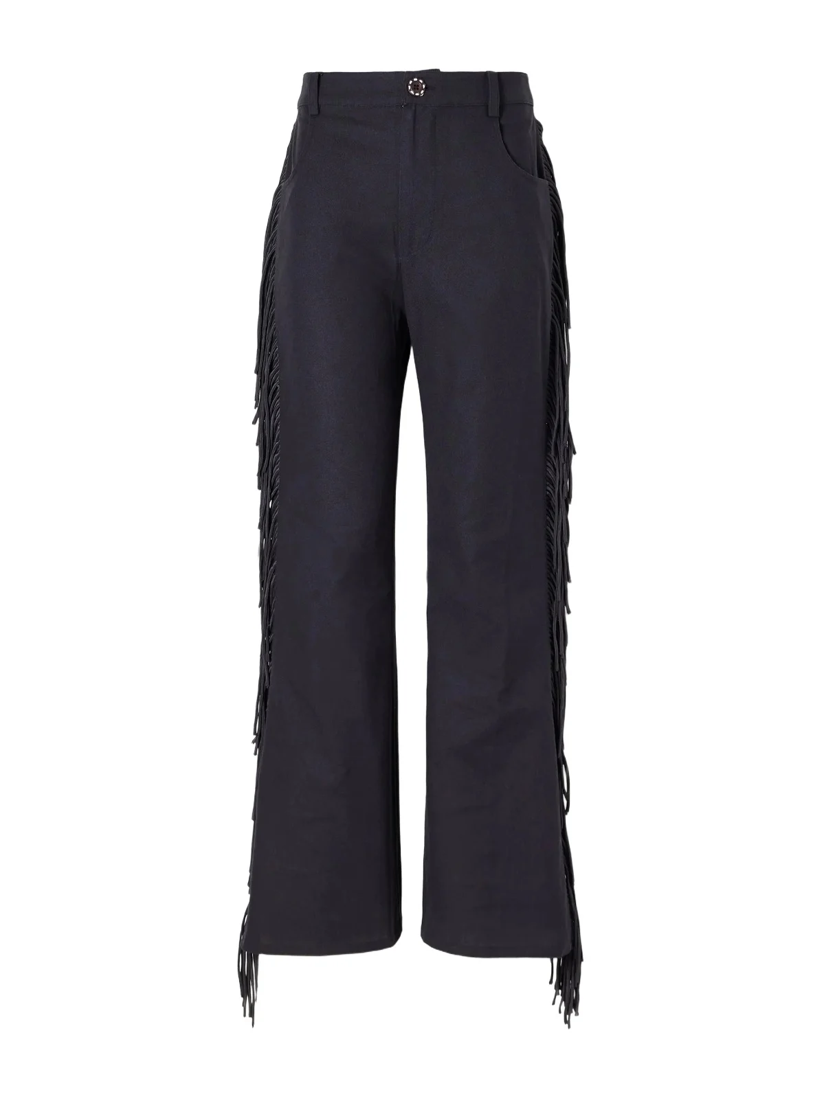 ALIX OF BOHEMIA Bunny Onyx Fringed Cotton-gabardine Straight-leg Pants