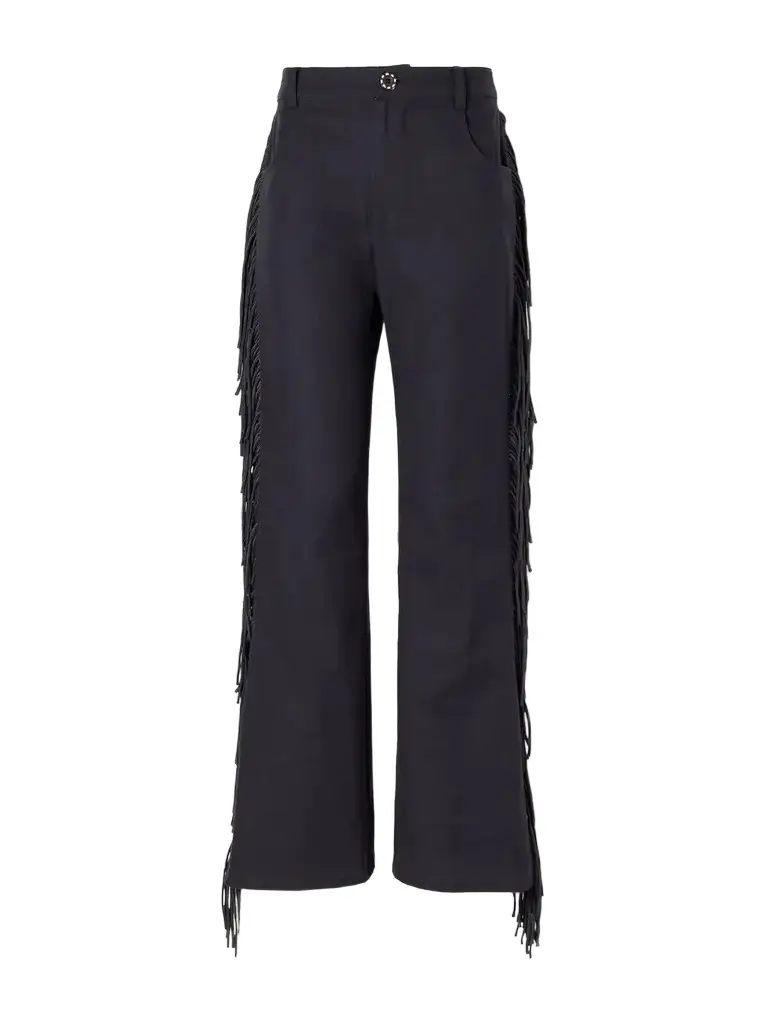 Bunny Onyx Fringed Cotton-gabardine Straight-leg Pants Bunny Onyx Fringed Cotton-gabardine Straight-leg Pants